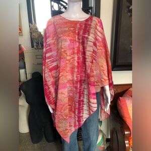 Vibrant Pink and Orange Poncho/Shawl
OS